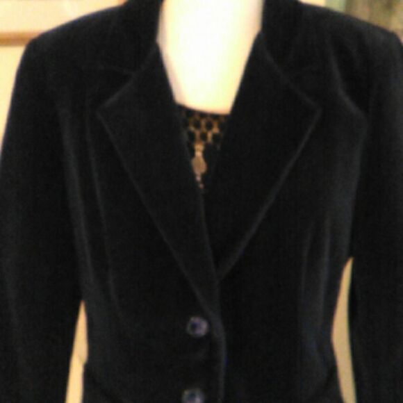 Vintage Dark Midnight Blue Velvet Jacket by Zukors California - Picture 2 of 6